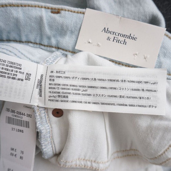 Abercrombie & Fitch The Baggy Low Rise Jeans Womens Long Raw Hem 27 / 4L - Picture 9 of 10